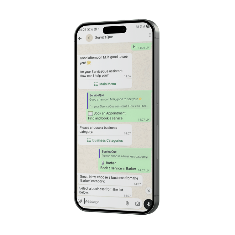ServiceQue App on a phone